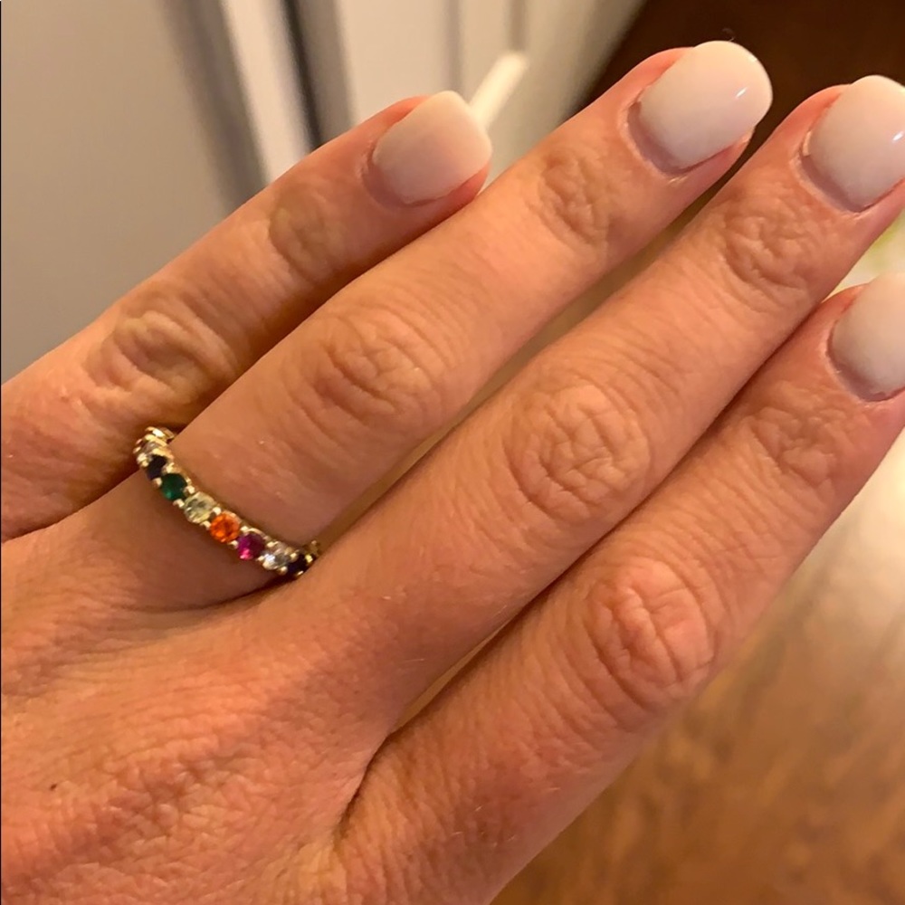 Rainbow Eternity Ring - Scarlet and Gold